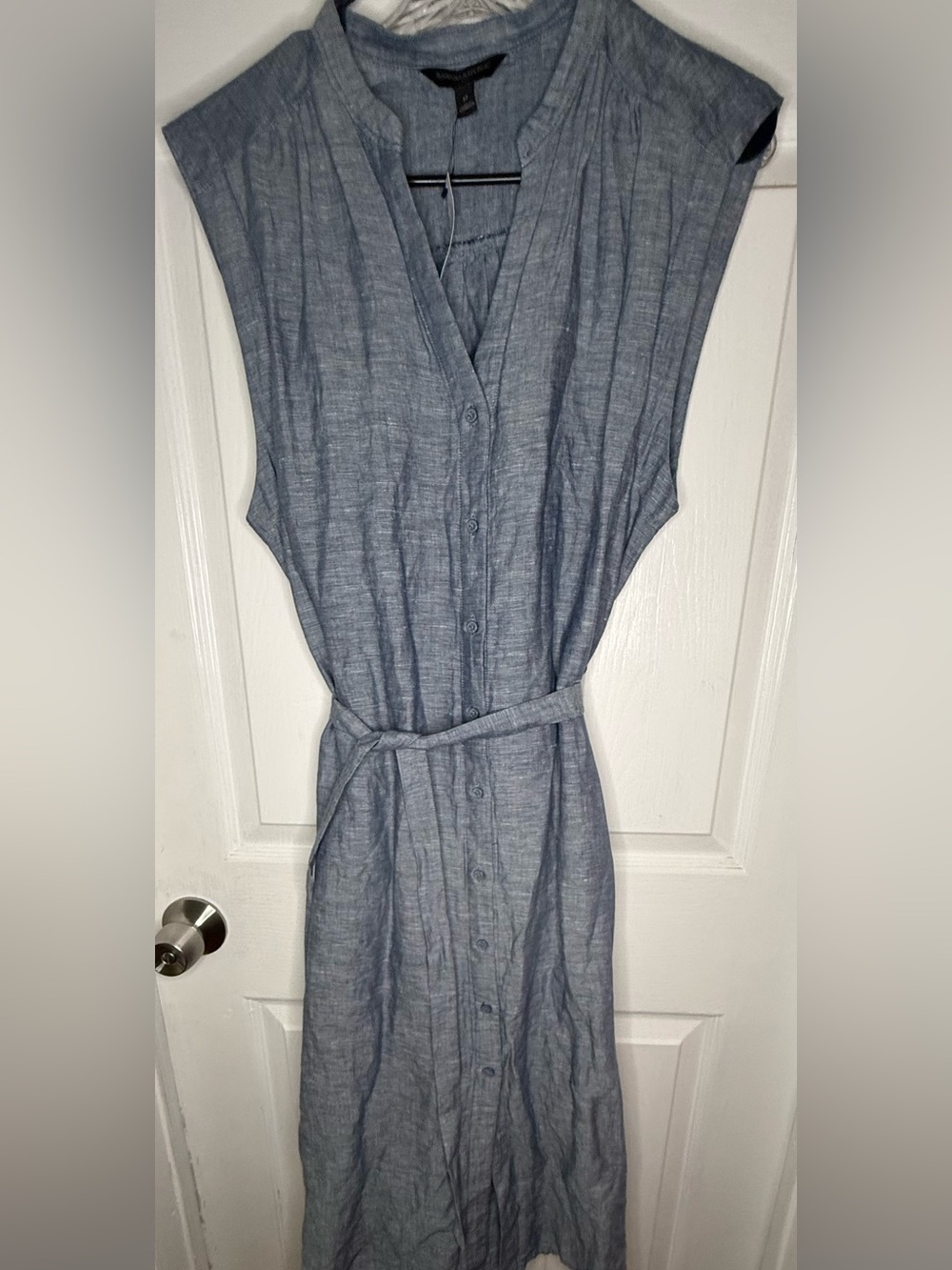 Banana Republic Light Blue Chambray V-Neck Dress Sz 12